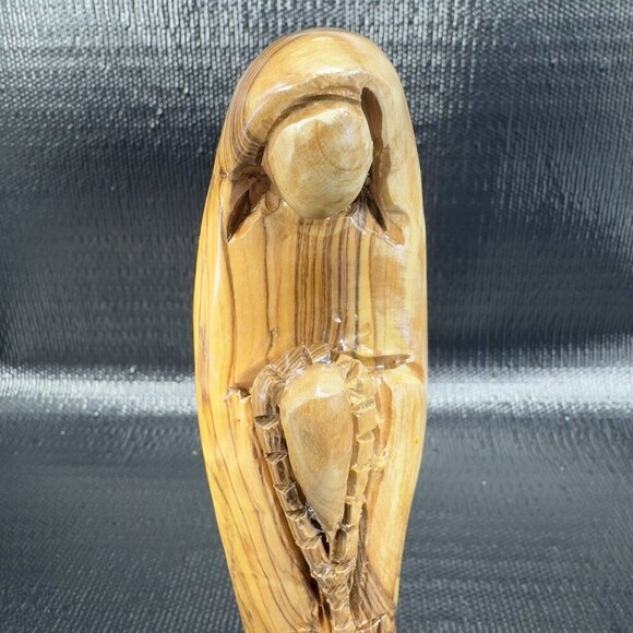 Vintage Hand Carved Wood Madonna Virgin Mary Figurine Folk Art Hand Made Figure - Picture 7 of 13